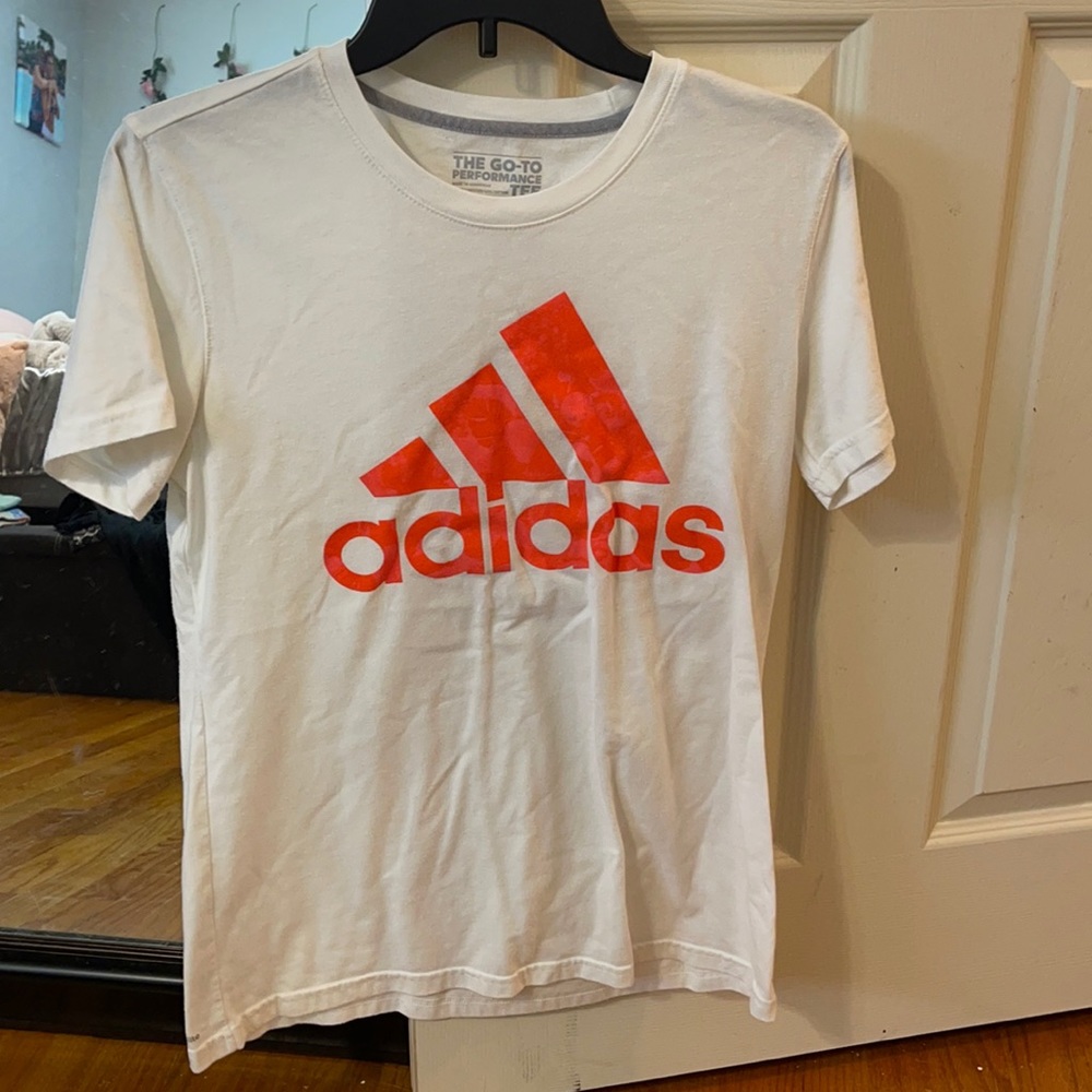 Adidas white logo tee